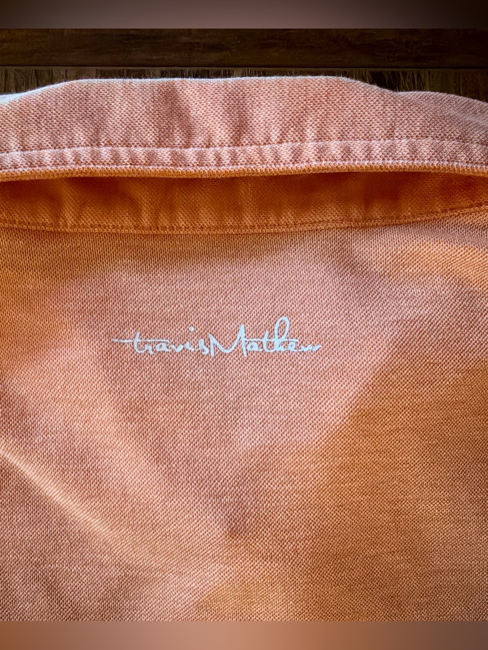 TravisMathew Men's Size Large Peach Orange Pima Cotton Golf Polo Shirt Pocket - Picture 6 of 8